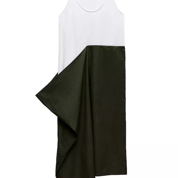 NWT ZARA Two-Tone Sleeveless Color Block Drape Dress - Picture 1 of 6